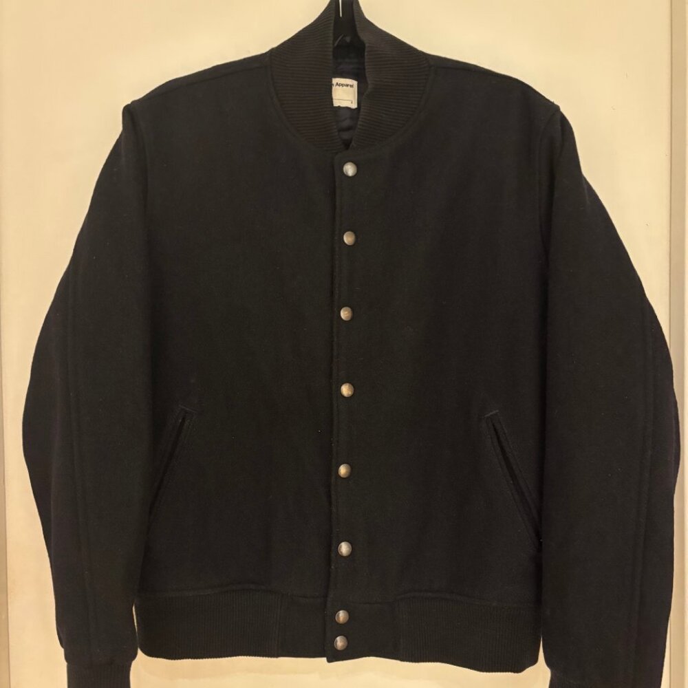 American Apparel Vintage Black Wool Bomber Varsity Jacket